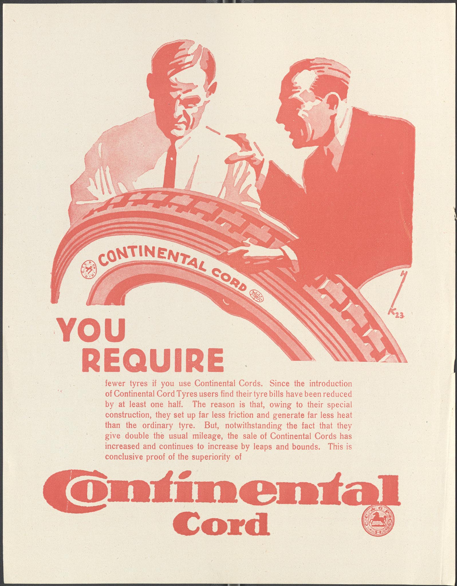 La publicité pour les pneus Continental Cord a commencé tôt