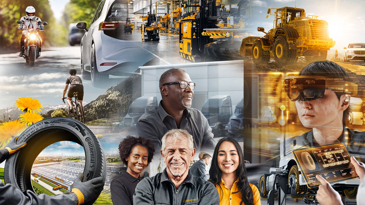 Collage of different Continental products and people