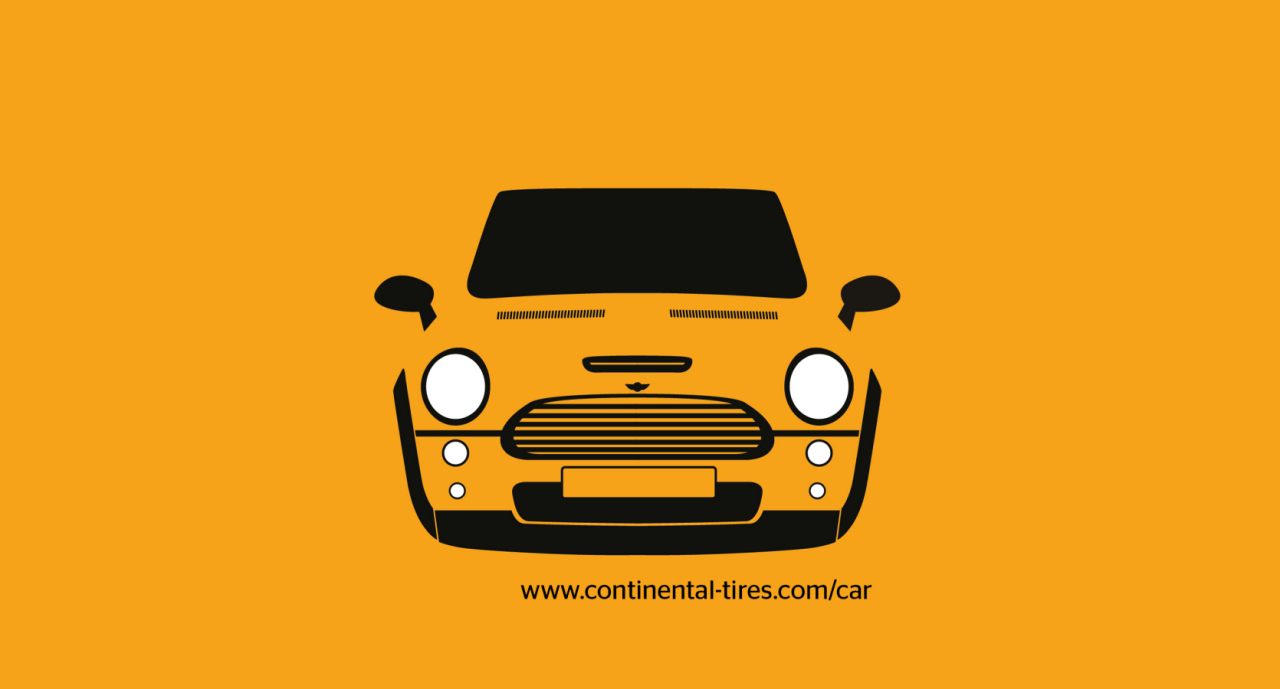 Poster with a car, illustration black, background orange