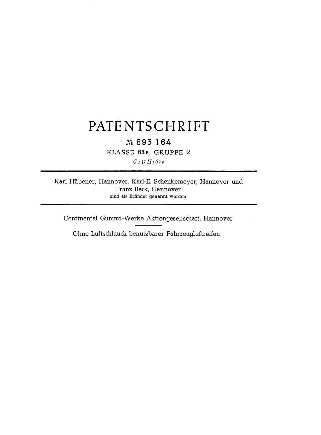 Continental patent specification 1943