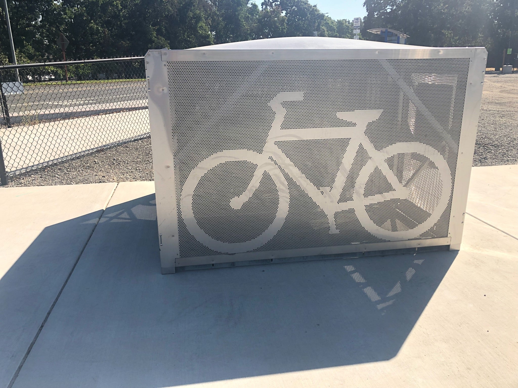 Storage bin for bikes at the train station.