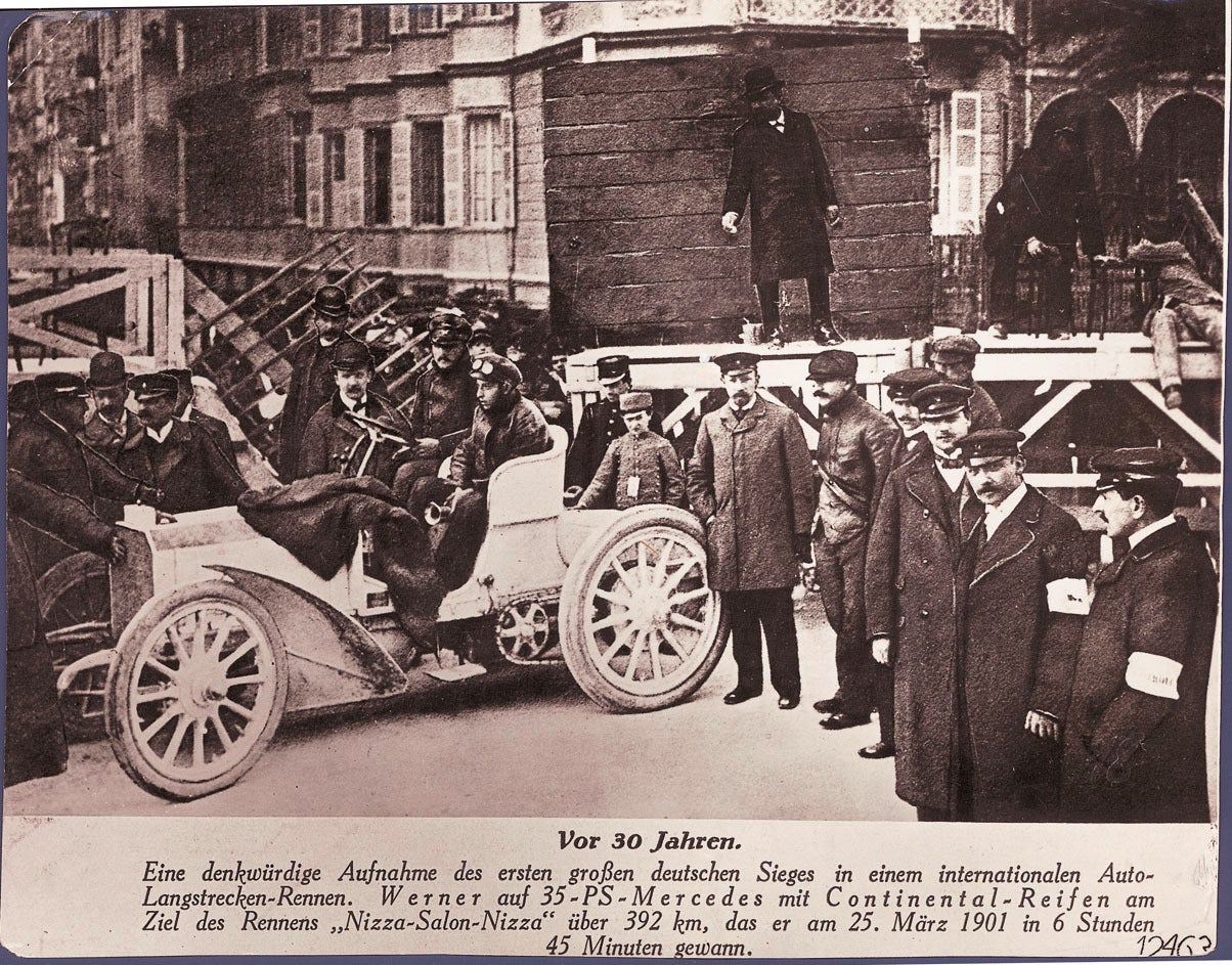 Den første av Karl Bens bil er utstyrt med Continental dekk i 1901