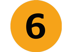 En orange ikon som innehåller siffran 6