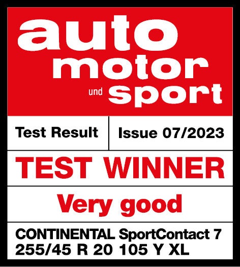 Testsiegel auto motor und sport Continental SportContact 7