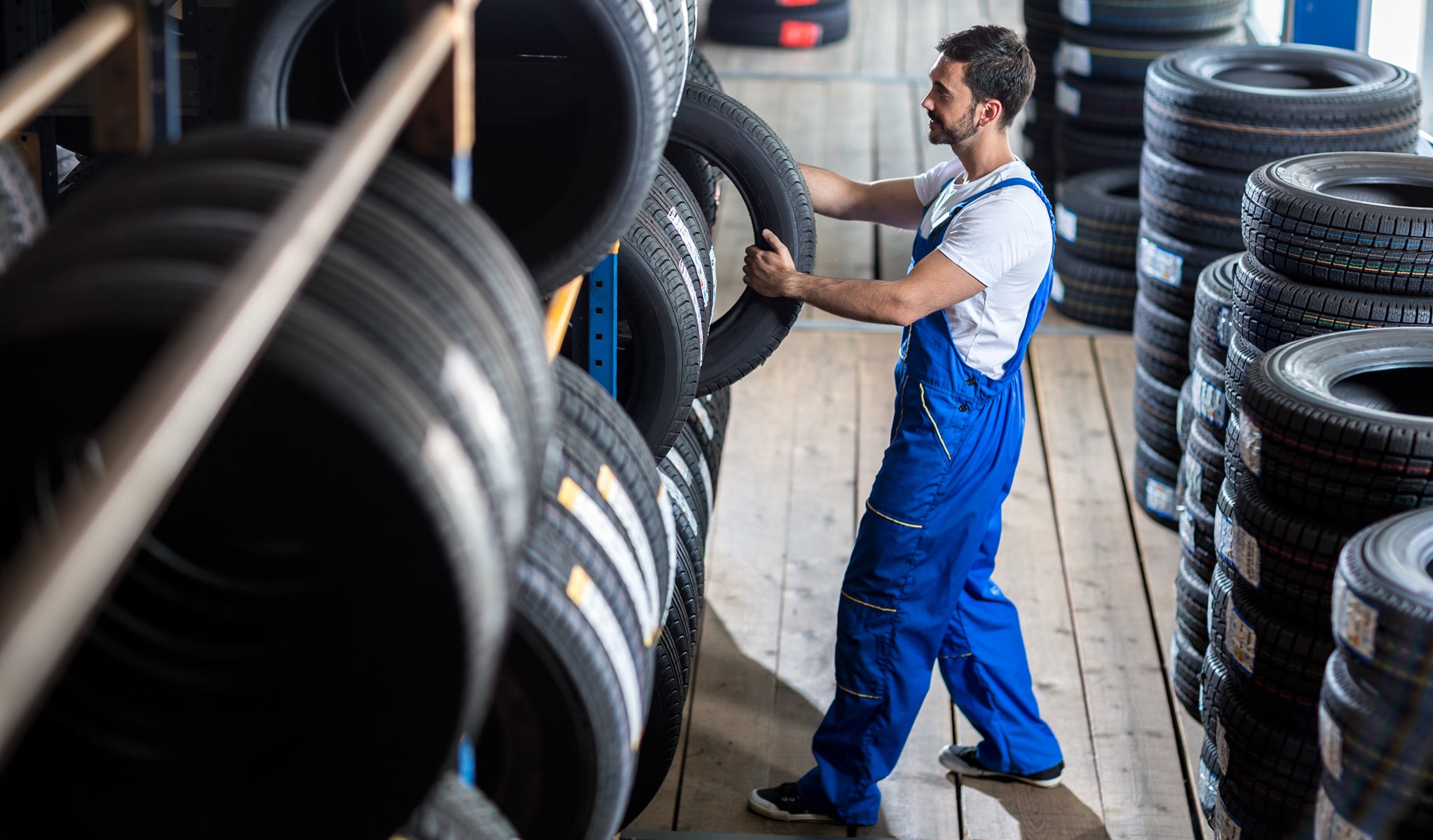 Man in tire store