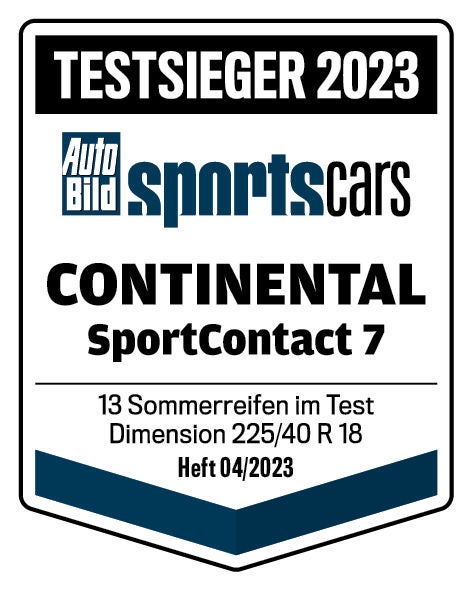 Testsiegel Auto Bild sportscars Continental SportContact 7 2023