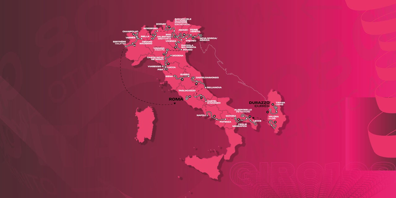 (Imagen con lo mapa de lo recorrido de la prueba del Giro de Italia 2025)