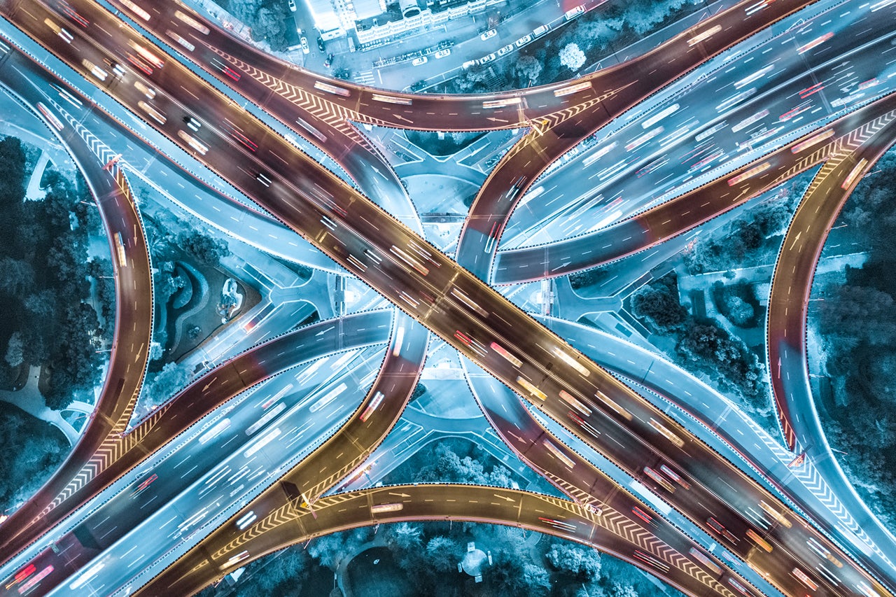 HIghway cross roads in Shanghai, China, East Asia.