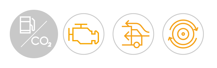 engine, aerodynamics and the rolling resistance of tires affect fuel consumption and CO₂ emissions