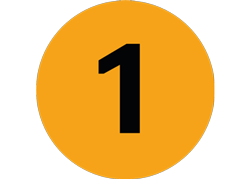En orange ikon som innehåller siffran 1