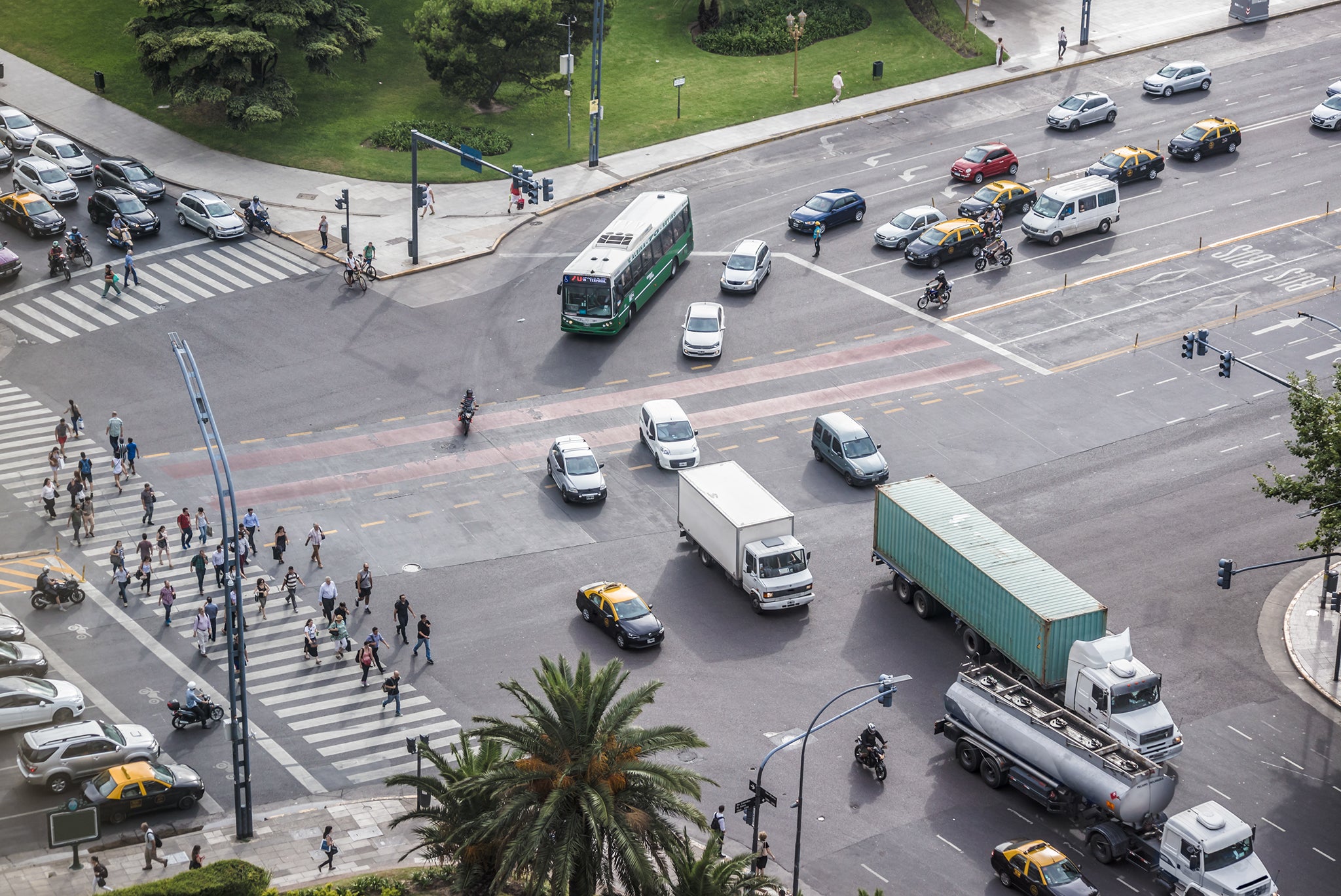 Traffic crossing in Buenos Aires, Argentina