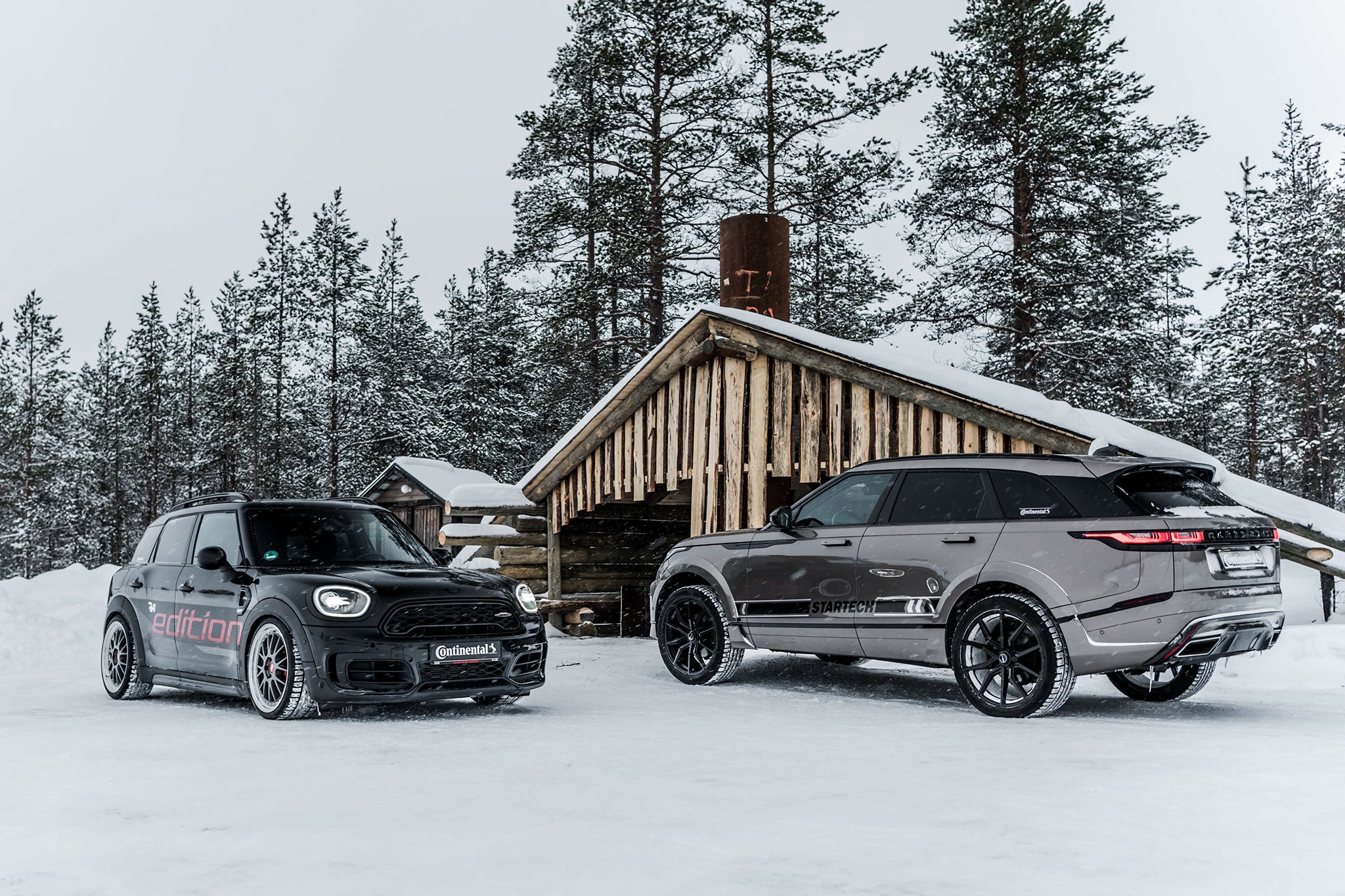 Face to face: the RW Mini Countryman JCW ALL4 and the Startech Range Rover Velar.