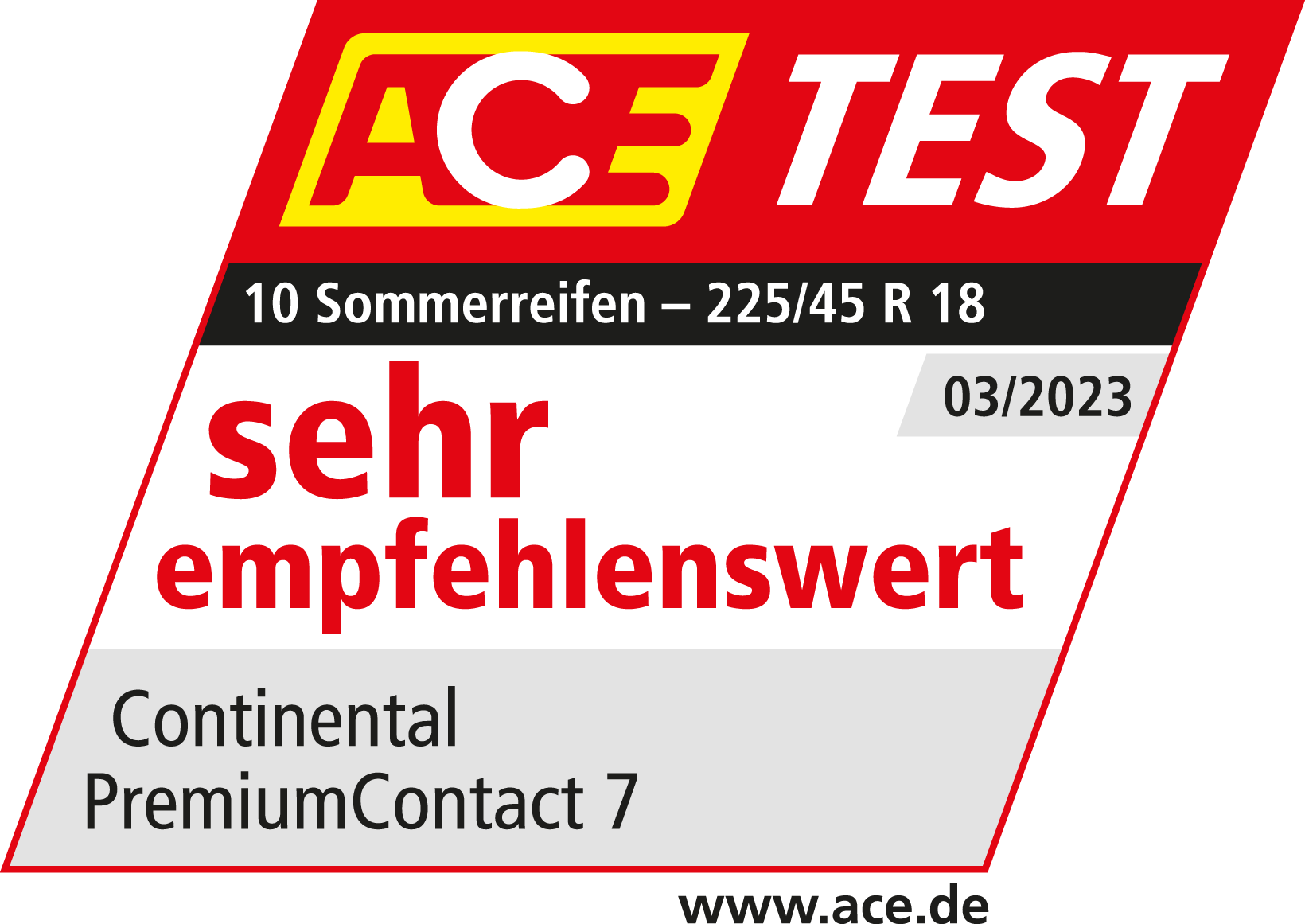 Testsiegel ACE Continental PremiumContact 7 2023