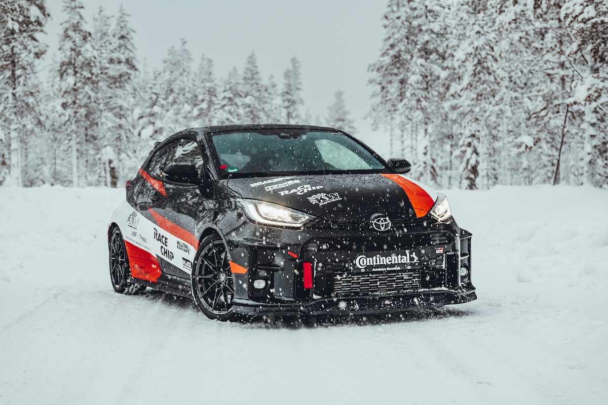 Toyota Yaris GR from Racechip in the snow at the Winter High Performance Event 2024 | Continental