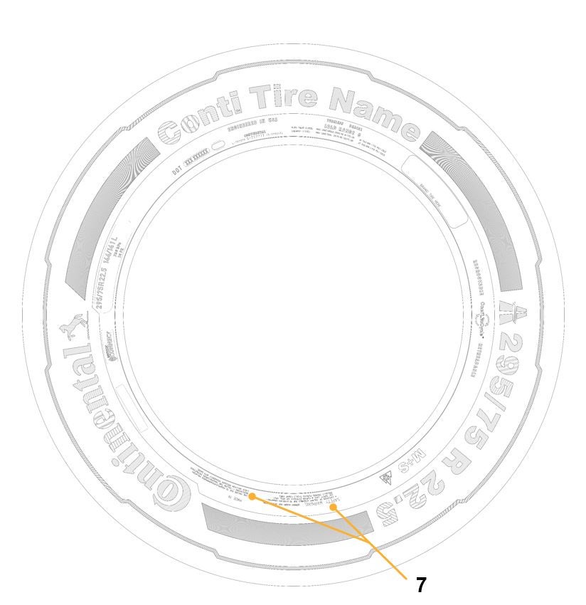 Diagram of the Safety Warning marking on Continental Truck Tires.