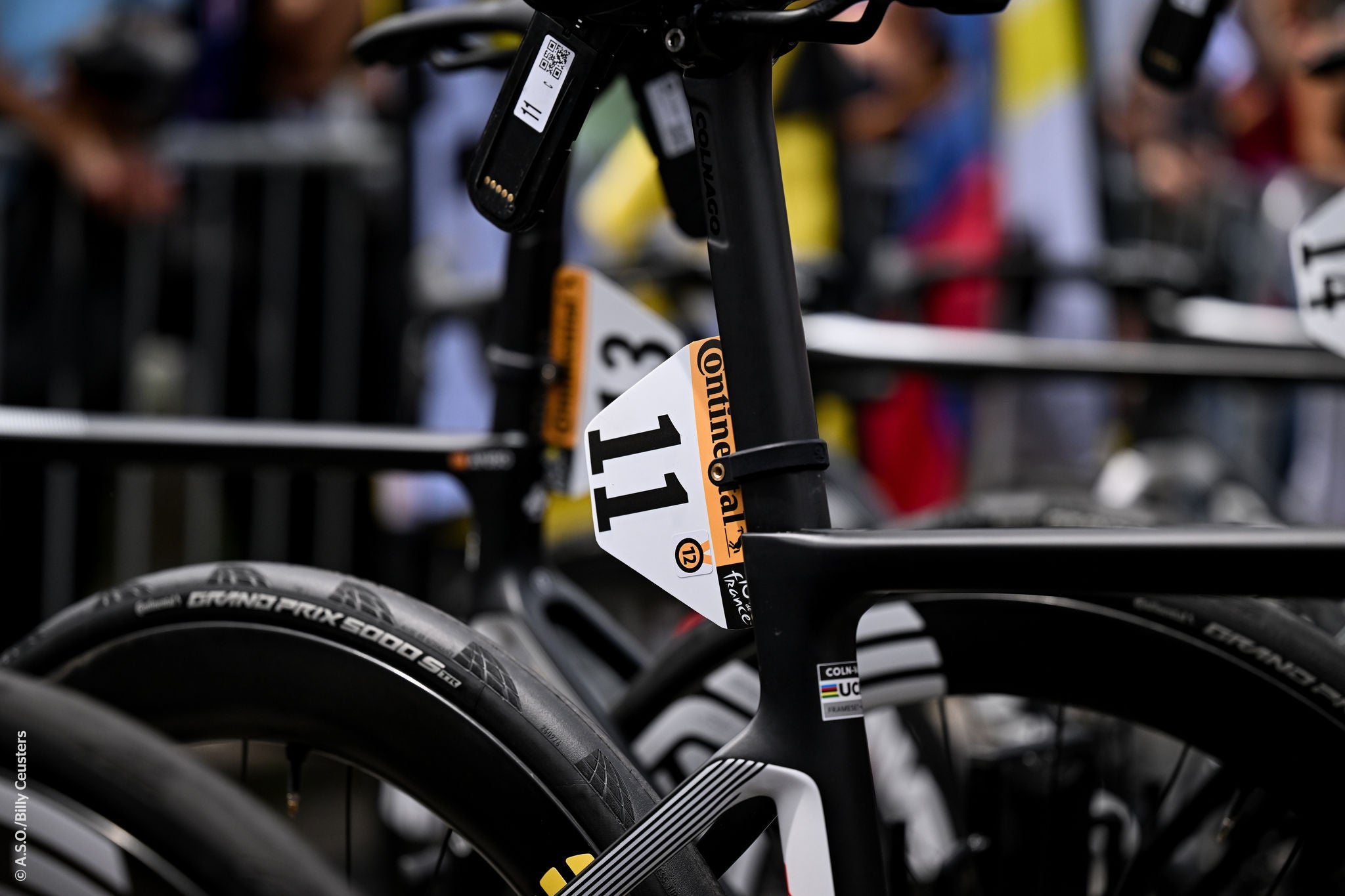 Bike at Tour de France equipped with Continental Grand Prix 5000 S TR tires Bike at Tour de France equipped with Continental Grand Prix 5000 S TR tires