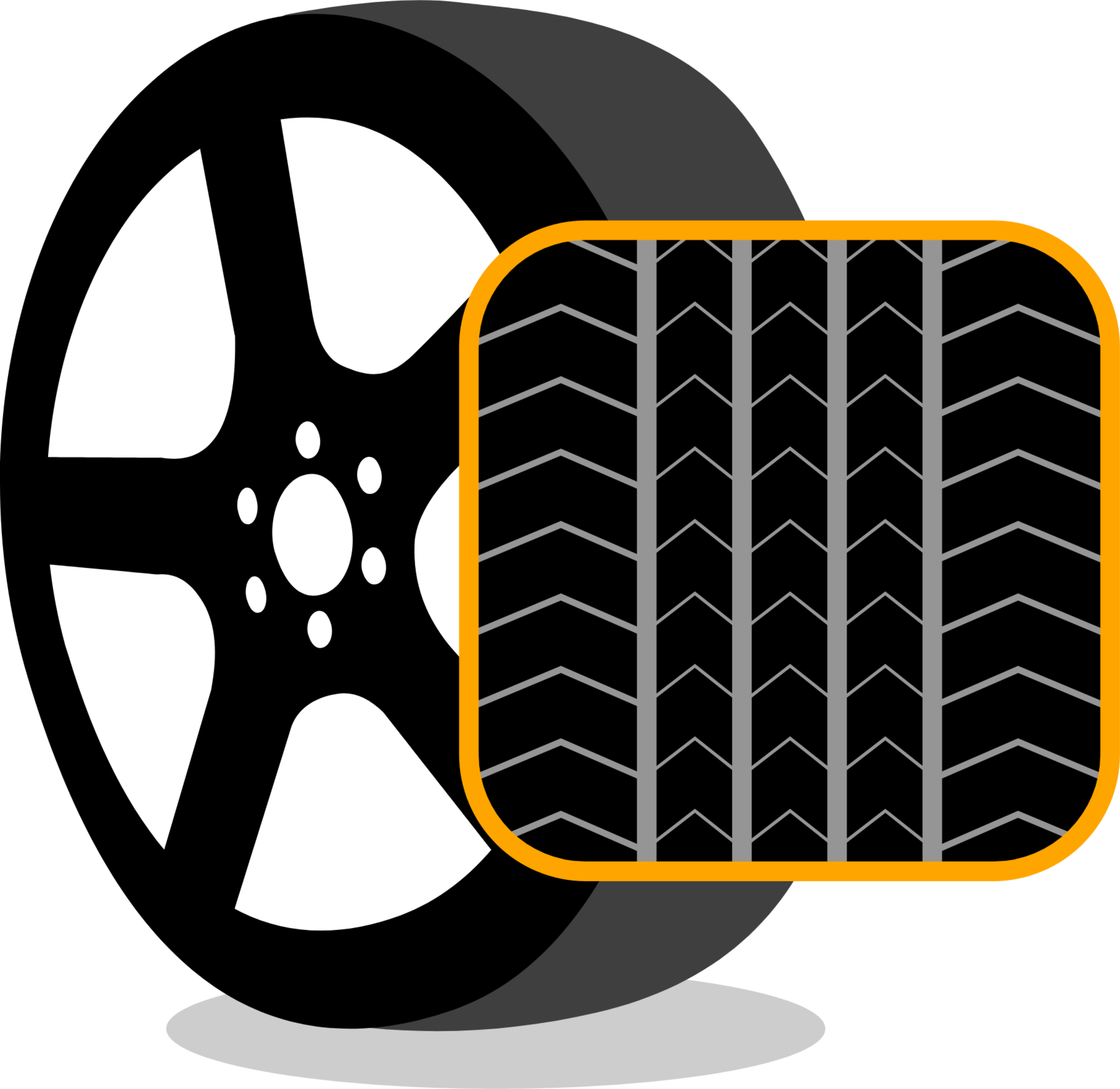 자동차 타이어의 방향성 패턴을 보여주는 그래픽.