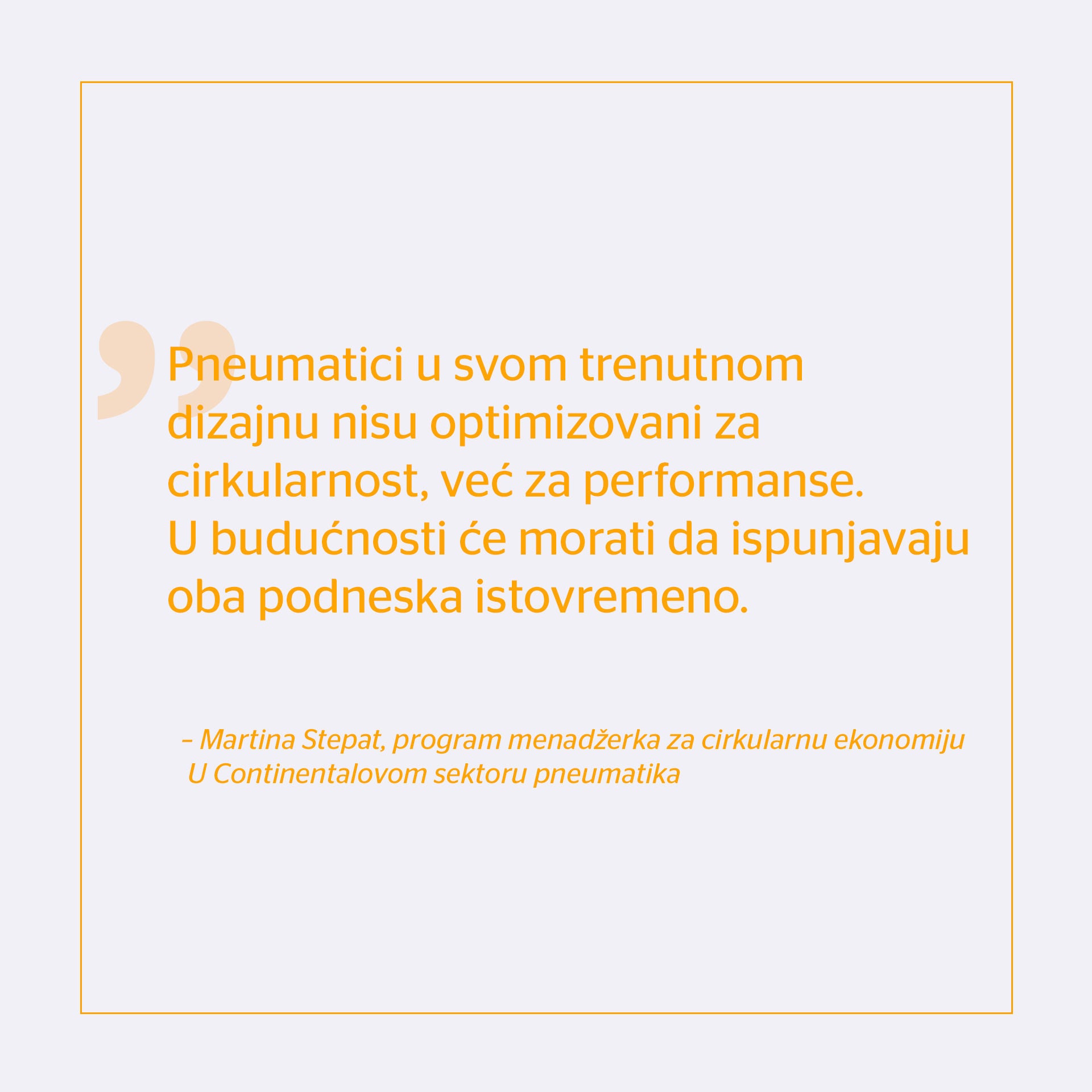 A quote from the program manager circular economy at Continental’s Tire Group Sector