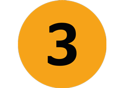 En orange ikon som innehåller siffran 3