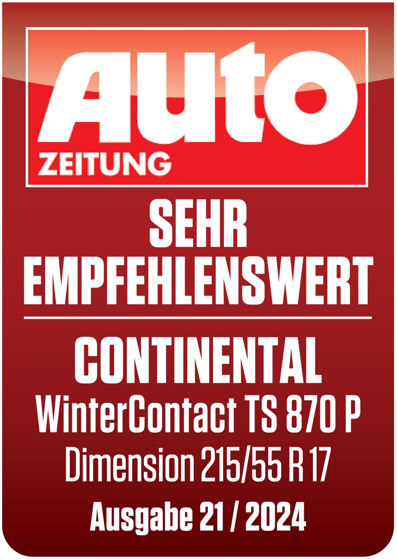 AutoZeitung Continental WinterContact TS 870 P als sehr empfehlenswert