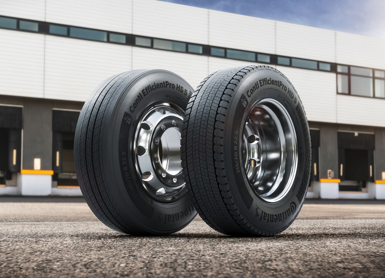Energy-saving tires such as the Conti Efficient Pro reduce a fleet's emissions.