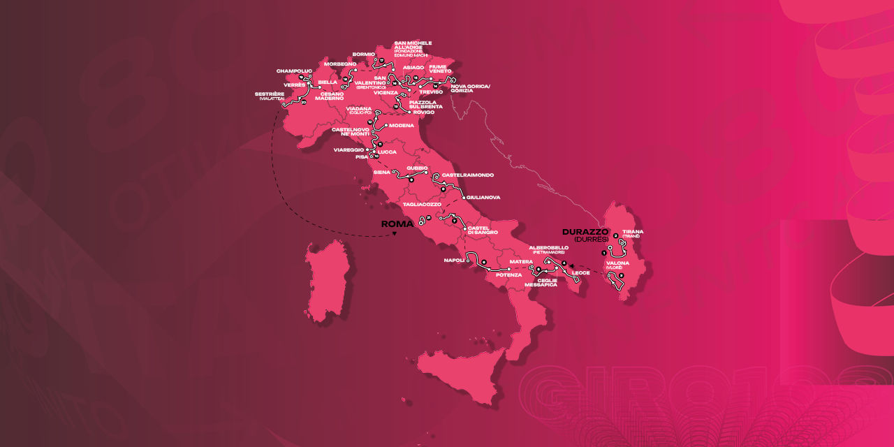 (Imagen con lo mapa de lo recorrido de la prueba del Giro de Italia 2025)