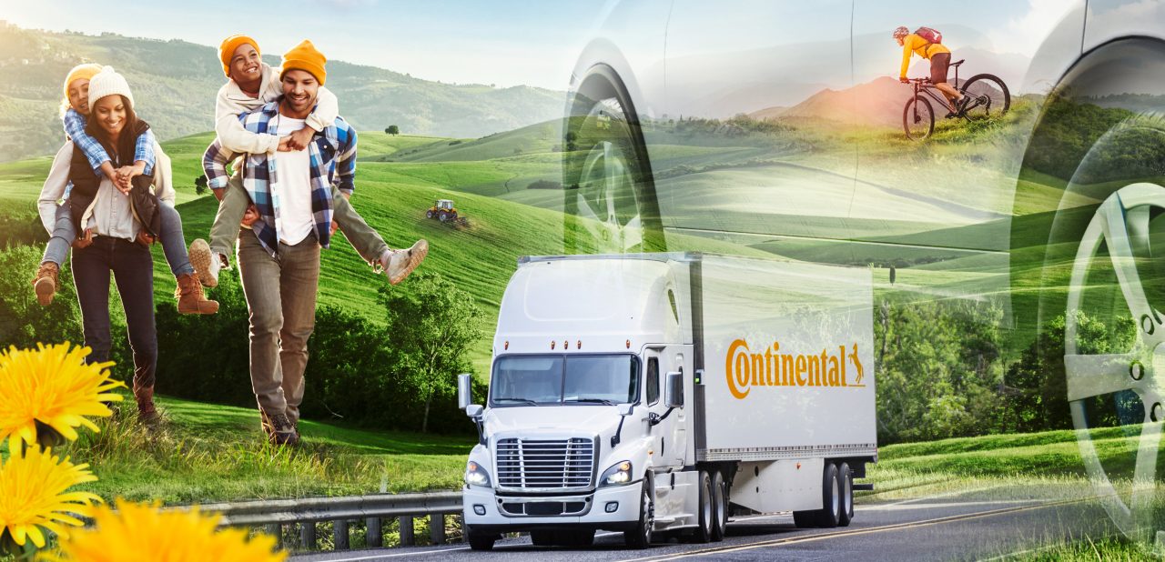 Collage of different areas where sustainability comes into play at Continental.