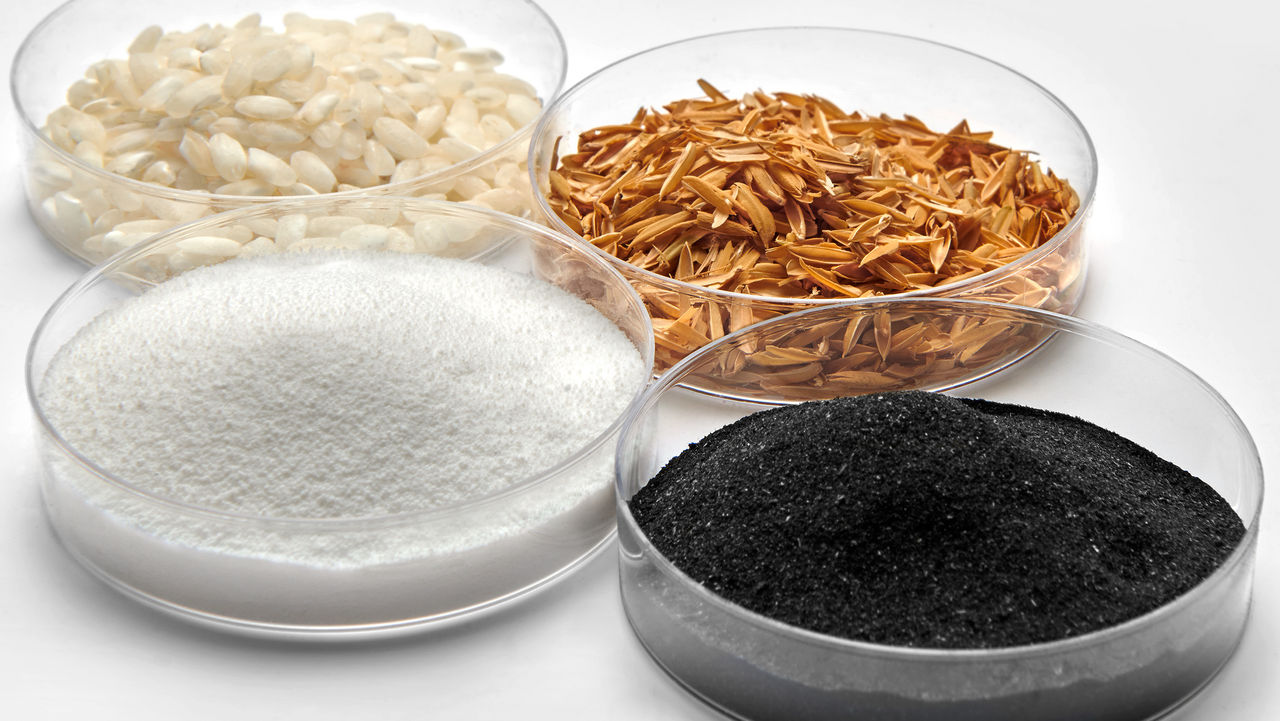 Reishülsen haben sich als künftiges Ausgangsmaterial für nachhaltiger hergestelltes Silica bewährt. Die Herstellung aus Reishülsenasche ist energieeffizienter als Silica aus herkömmlichen Materialien wie Quarzsand.