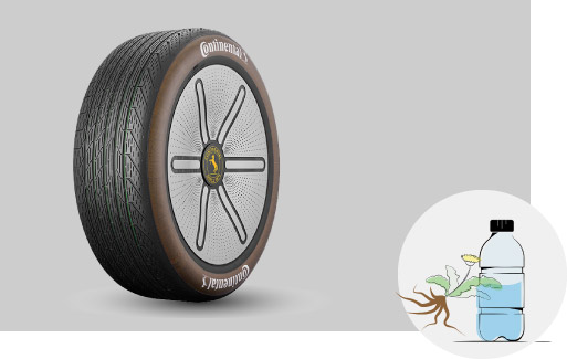 Der GreenConcept-Reifen aus 52 % erneuerbaren und recycelten Materialien Der GreenConcept-Reifen aus 52 % erneuerbaren und recycelten Materialien