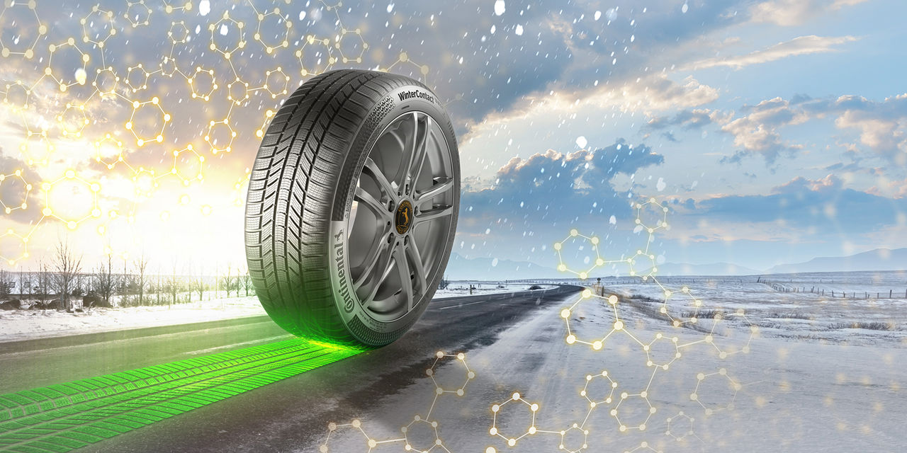 Winterbild mit Continental WinterContact TS 870 P Reifen auf einer Strasse