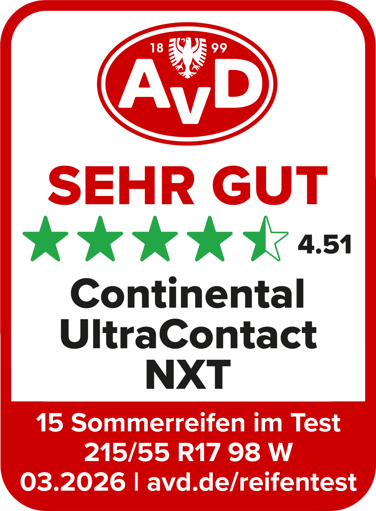 Testsiegel AvD für UltraContact NXT: Sehr gut