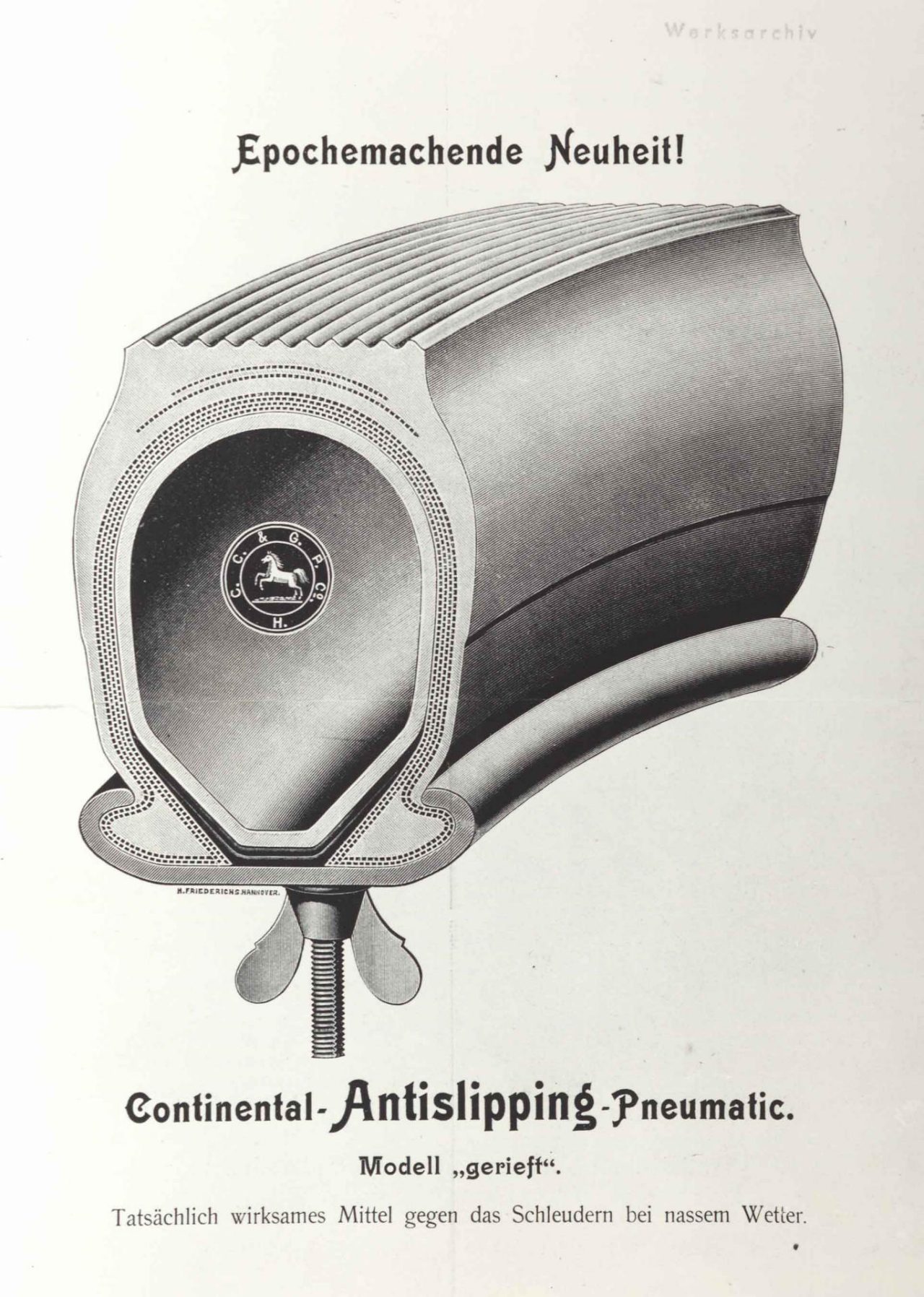 (Anuncio antiguo de 1904, Continental lanza al mercado su modelo estriado.)
