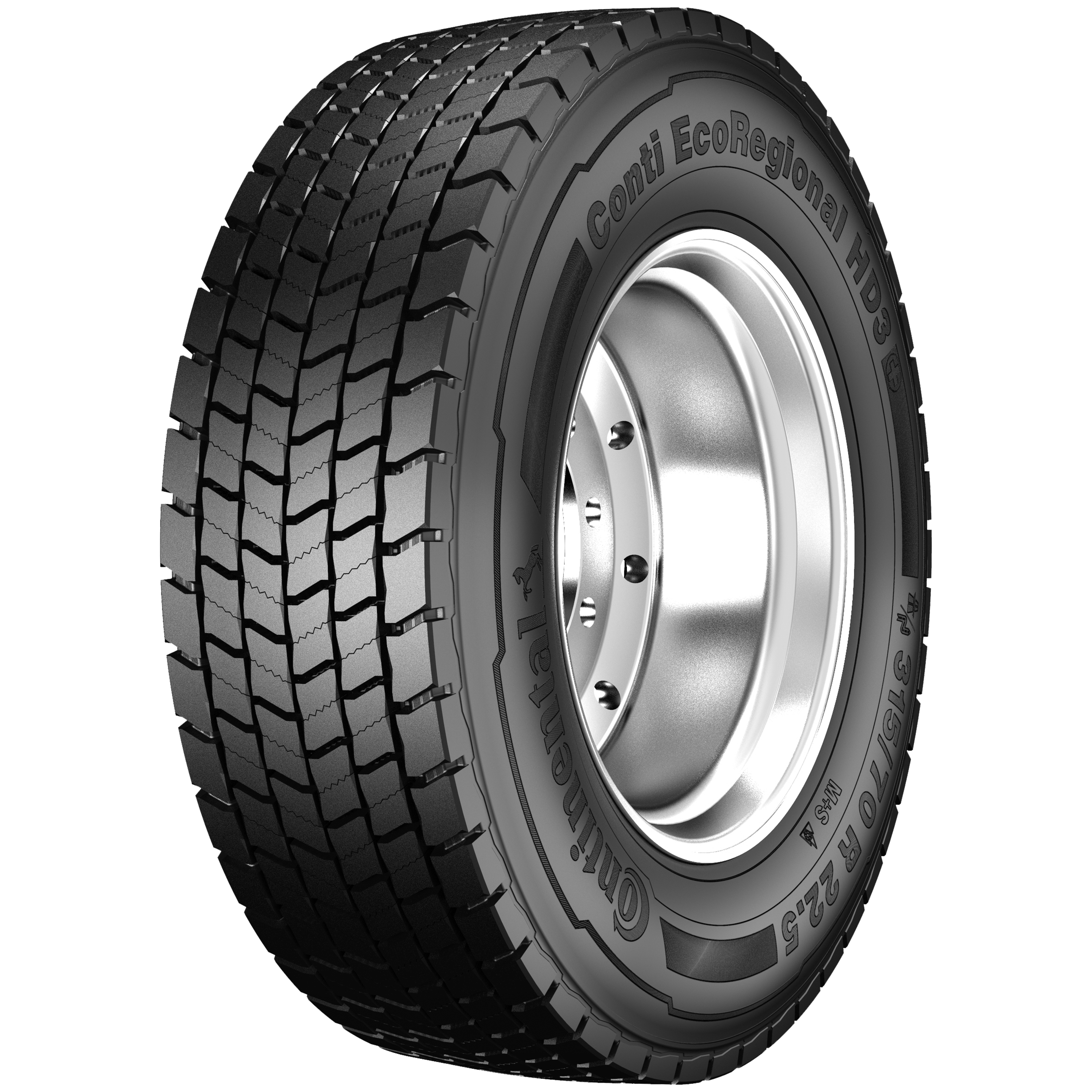 Conti EcorRegional HD3+ tire product picture - 30 degree view.