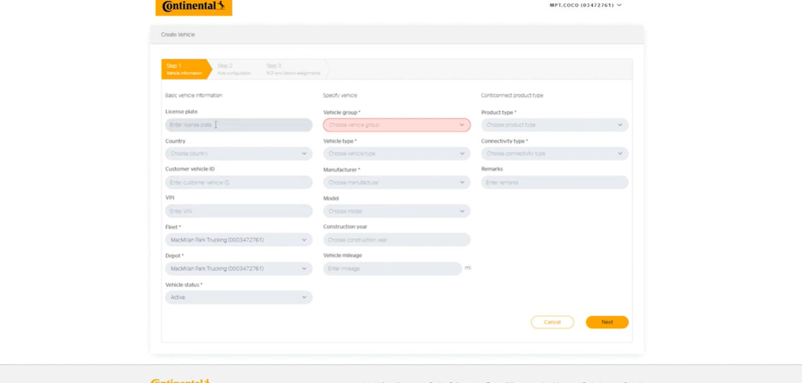How to Create a "Live" Vehicle in ContiConnect