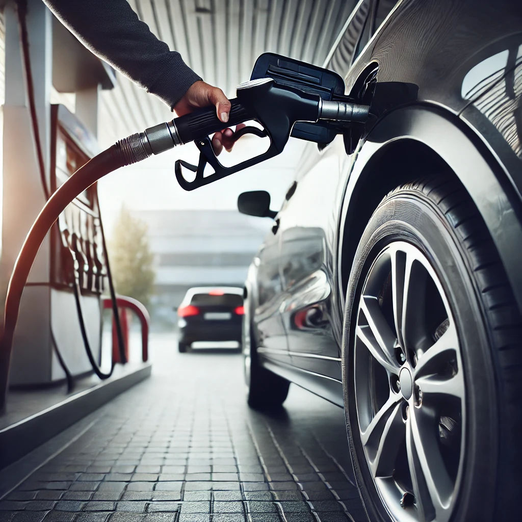 Man refuels his car