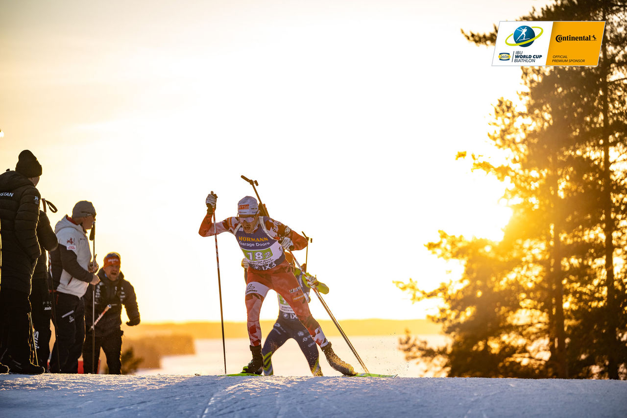 KONTIOLAHTI, FINLAND - MARCH 7: Lukas Haslinger of Austria in action during the Men 4x7.5km Relay at the BMW IBU World Cup Biathlon Kontiolahti on March 7, 2026 in Kontiolahti, Finland. (Photo by Kevin Voigt)