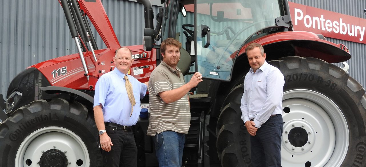 Richard Hutchins, Sales Manager, Continental Agricultural Tires. Tudor Jones, Fron Farm. Paul Hamer, Salesman, Pontesbury Tractors