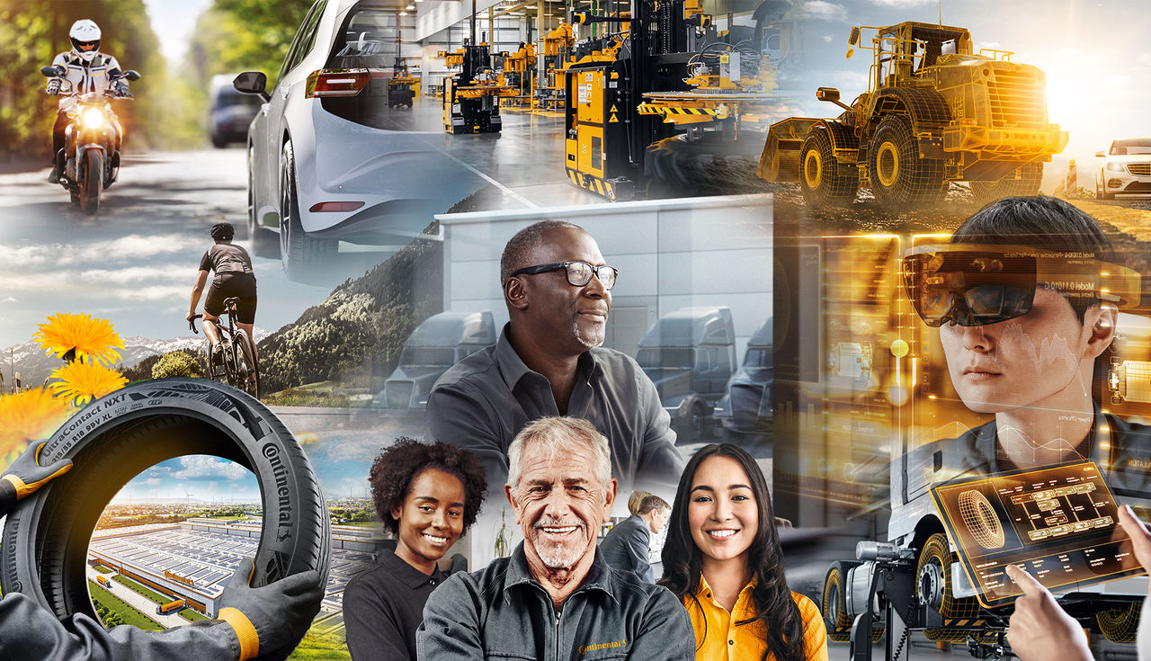 Collage mit Continental Produkten und Personen