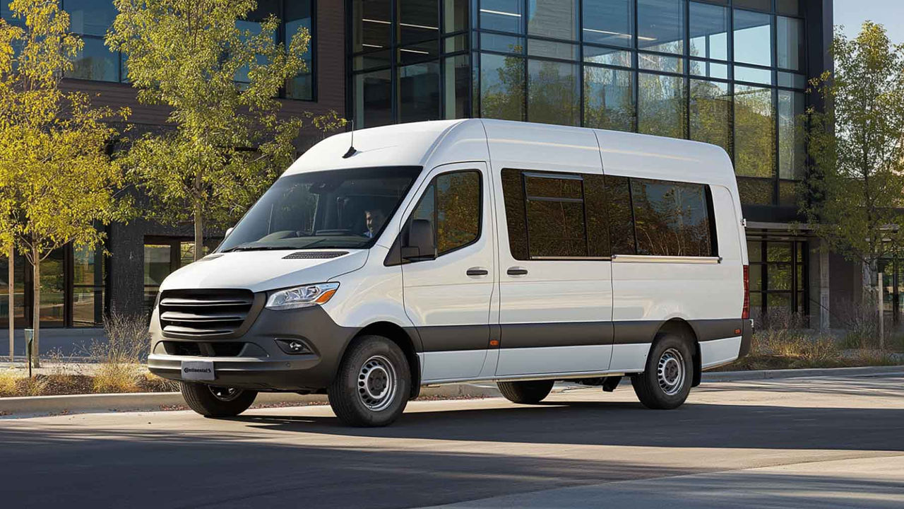 Van Blanca con llantas Continental XL (Imagen de una furgoneta blanca con llantas Continental Extra Load.)