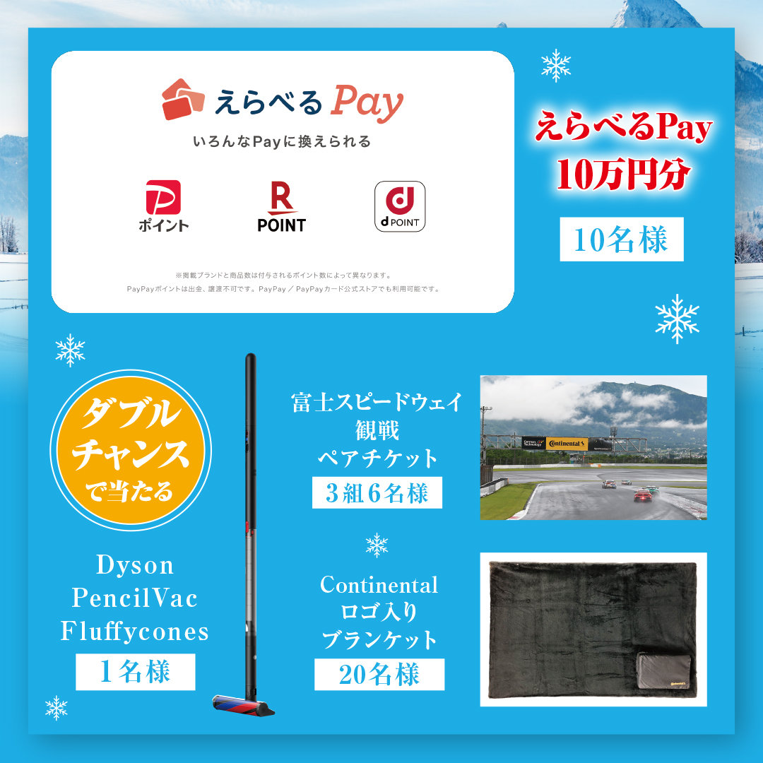 コンチネンタルタイヤ冬の履き替えキャンペーン2025 賞品一覧