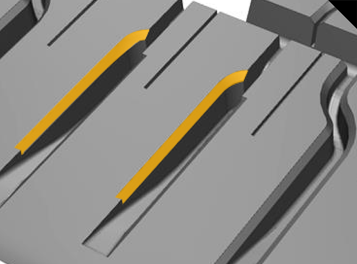 TechContact TC6の「ダイヤモンドカット・アーチ型グルーブ」を説明するイメージ図。