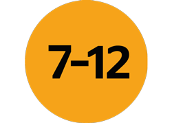 An orange icon containing the numbers 7-12