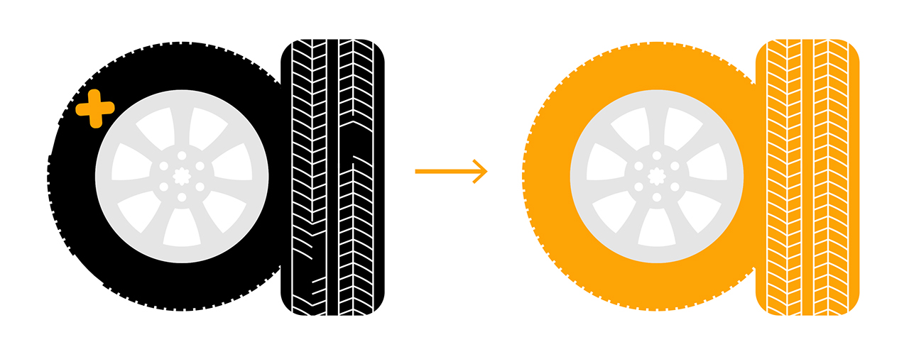 타이어 마모에 대한 인포그래픽.