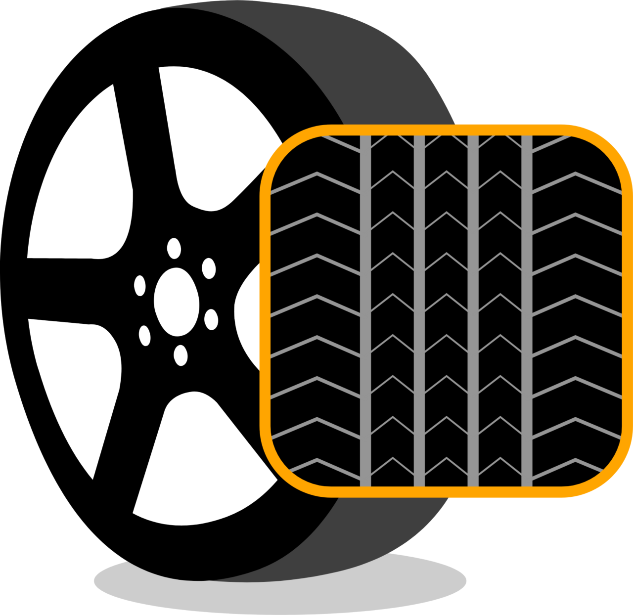자동차 타이어의 방향성 패턴을 보여주는 그래픽.