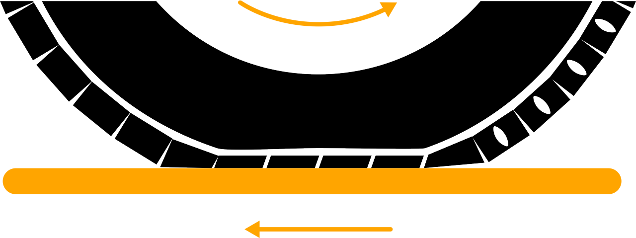 Tire Mileage depends on pressure and load A flat tire on a road.