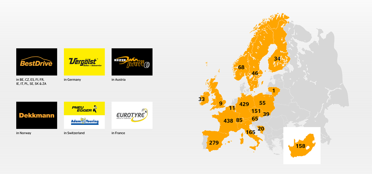 Europe map shows where services are offered