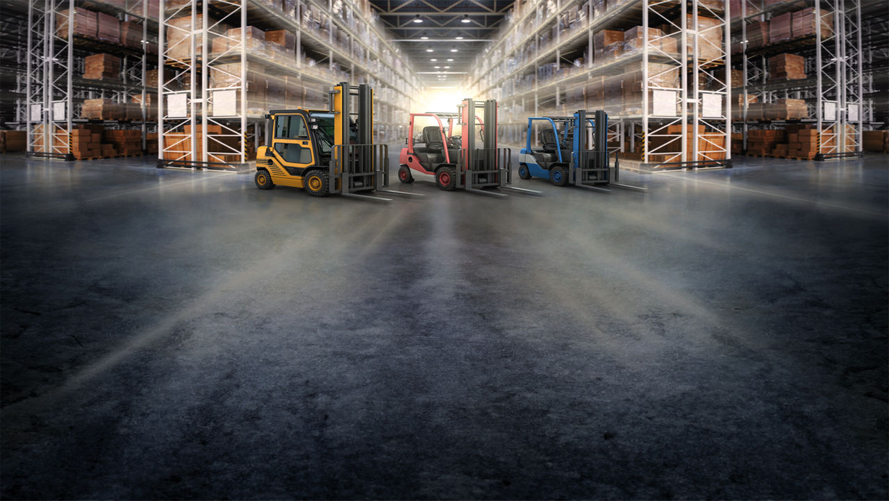 Innovation stream forklift in a warehouse.