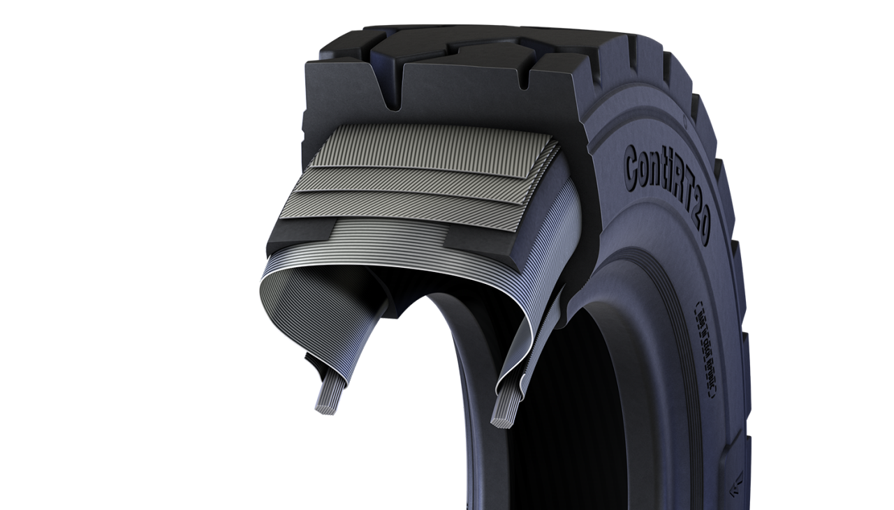 A Radial Tire has a carcass of one or more layers out of fibers or steel which runs directly from bead to bead (radial).