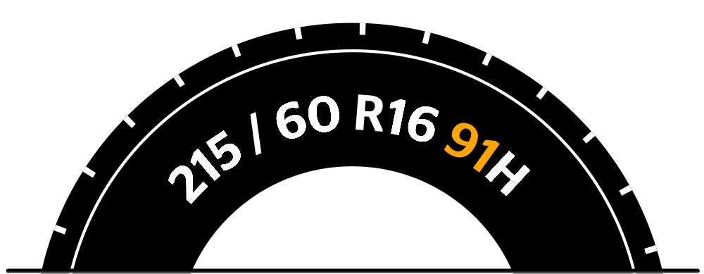 Dimensão de pneu na parede lateral, com destaque para o índice de carga