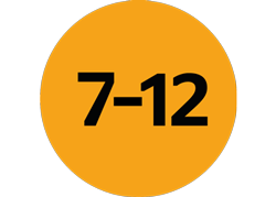 Ícone laranja com os números 7-12